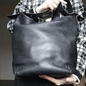 Vintage Coach Black Leather Legacy XL Hobo Duffle Crossbody Bag